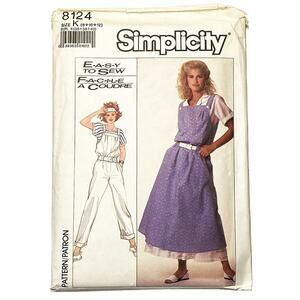 Simplicity 8124 Sewing Pattern Loose Fitting Jumper & Overalls Size 8-12 Uncut